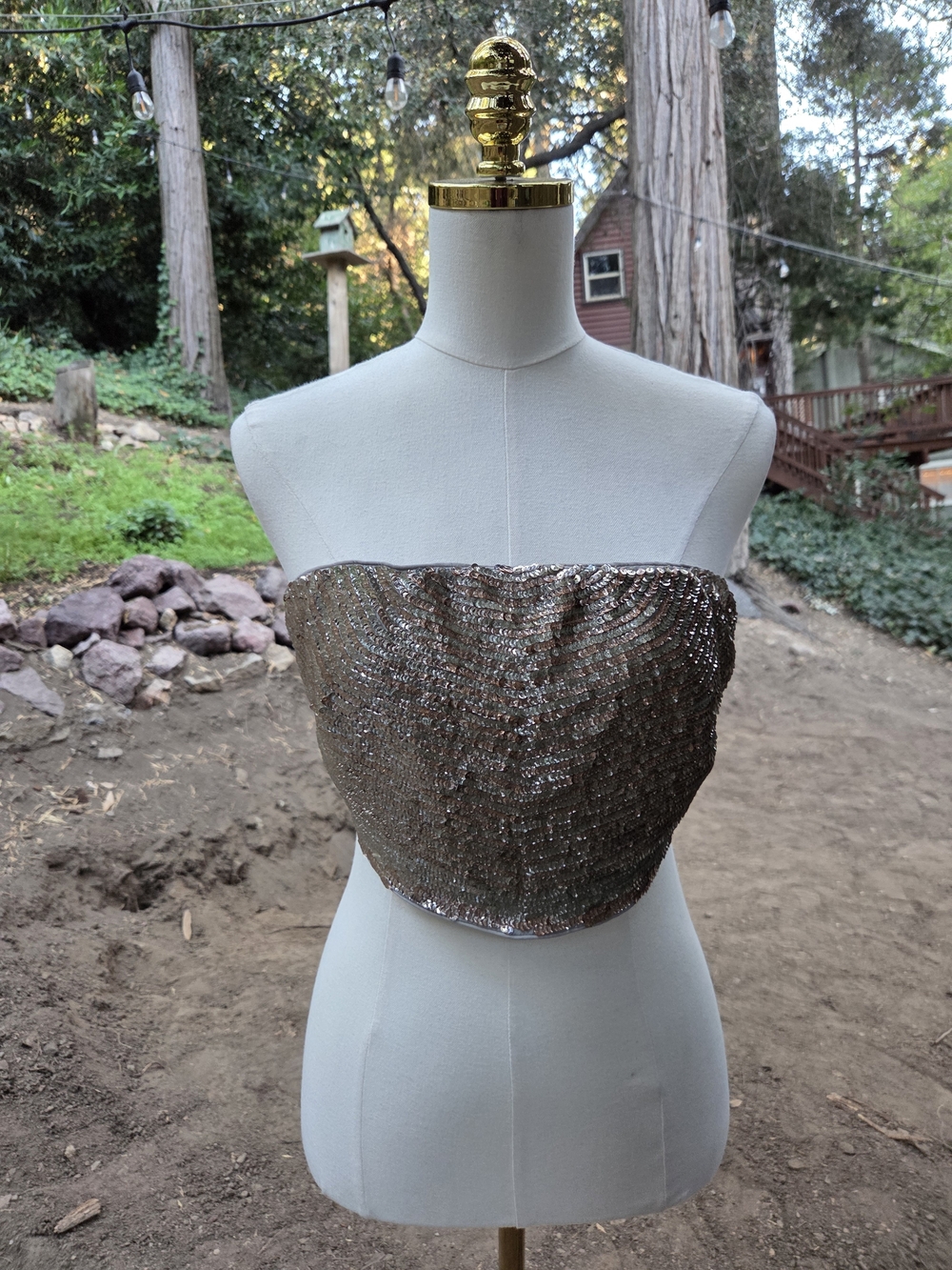 Revolve X By NBD Silver And Rosegold Sequin Mekayla Crop Top